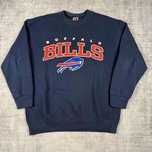 Vintage Buffalo Bills Sweatshirt Mens XL Blue Crewneck Pullover Spell Out NFL